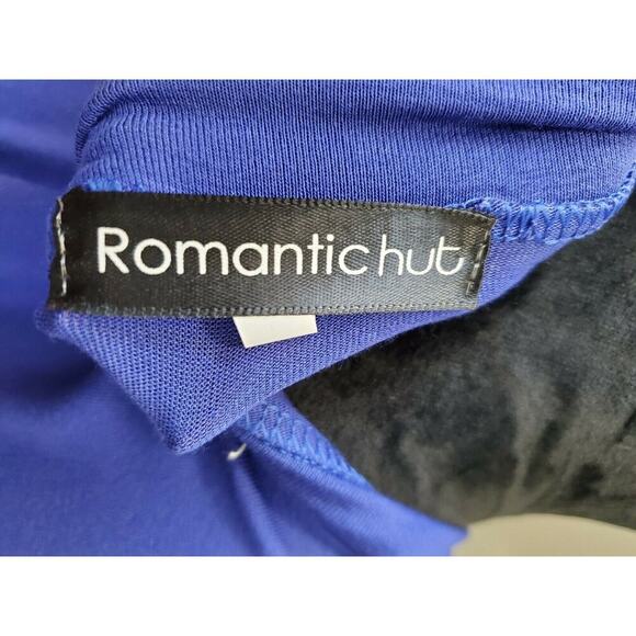 Romantic Hut Women's Solid Blue Polyester V-Neck Long Sleeve Knee Length Dress M - Picture 5 of 11